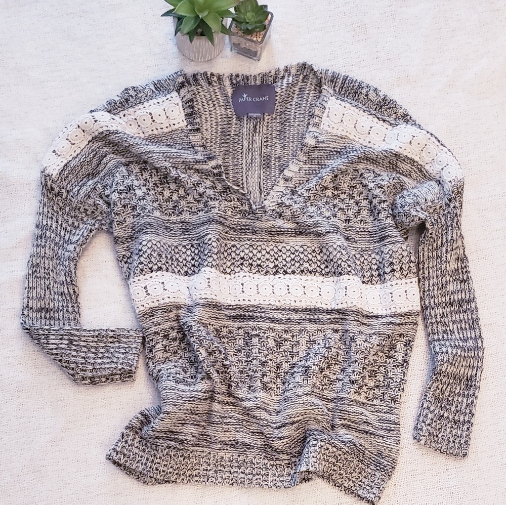 Paper Crane Laced V-neck Sweater